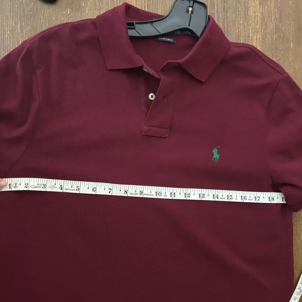 Ralph Lauren Men's Burgundy Polo with Green Pony